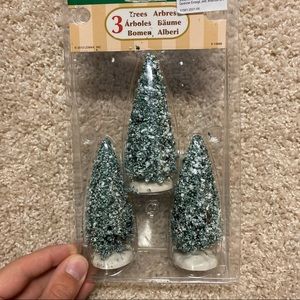 3 Miniature Lemax Christmas Village Christmas Trees Flocked